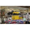 Image 1 : RACK OF ASSORTED ITEMS INCLUDING; SHARK STEAM AND SCRUB, SLED, SWIFFER POWER MOP, HEATED BLANKETS