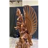 Image 8 : LARGE ARTIST SIGNED HAND CARVED VISHNU ON GARUDA WOOD SCULPTURE 60" X 35"