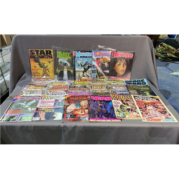 LOT OF ASSORTED COMIC BOOKS & MAGAZINES INCLUDING; STAR ENCOUNTERS, HEAVY METAL,