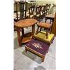 Image 2 : ANTIQUE SIDE TABLE & 3 ASSORTED ANTIQUE STOOLS