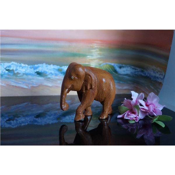 Vintage wood hand carved elephant