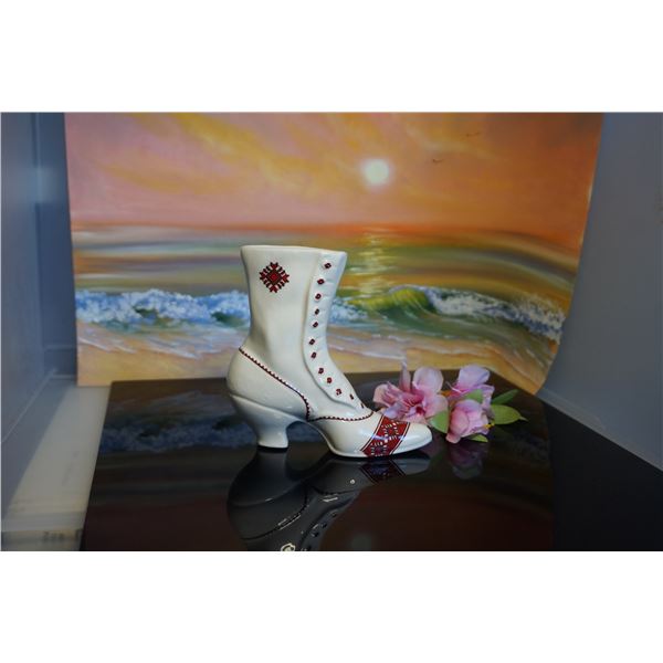 Vintage shoe shaped porcelain vase