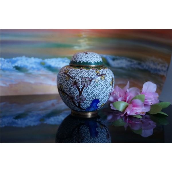 Vintage Chinese cloisonne ginger jar, oriental decor, cloisonne vase, asian decor