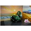 Image 4 : Blue Mountain Pottery Green Ceramic Swan, Retro Pottery, Large Figurine Glazed Pottery,Made Canada