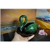 Image 6 : Blue Mountain Pottery Green Ceramic Swan, Retro Pottery, Large Figurine Glazed Pottery,Made Canada