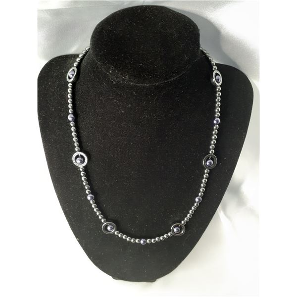 Vintage hematite beaded necklace