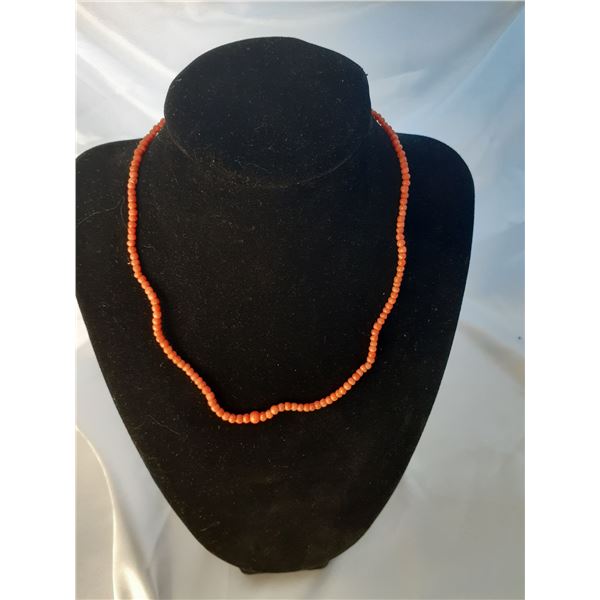 Victorian beaded red coral choker