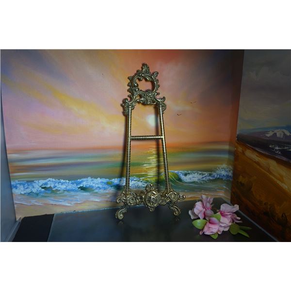 Vintage solid brass picture easel