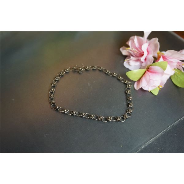 Art Deco silver filigree link bracelet, anklet