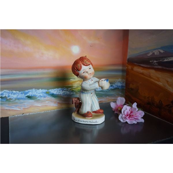 Vintage Ceramic Boy Figurine, made in japan, Hand Painted porcelain, table decor, porcelain figurine