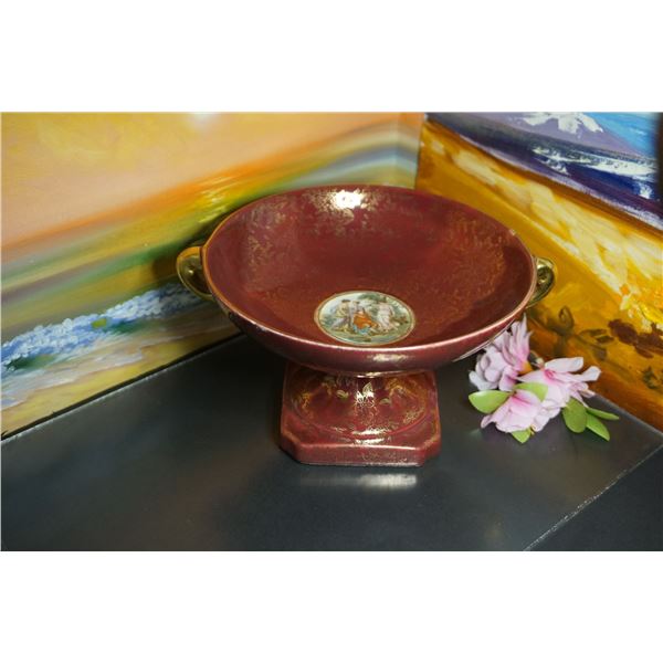 Vintage England pedestal bowl, EMPIRE Ware ENGLAND Shelton vase, glazed Footed candy dish