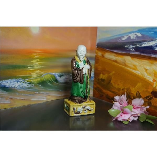 Vintage asian porcelain figurine, Chinese Porcelain Emperior Figurine, hand painted