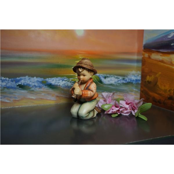 Vintage Goebel porcelain figurine Goebel, GERMANY GOEBEL HUMMEL Figurine of Boy Playing Flute 1951