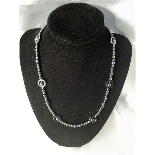 Vintage hematite beaded necklace