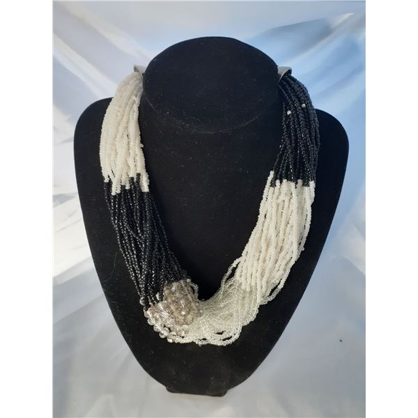 Vintage Czech glass beaded chocker black and white