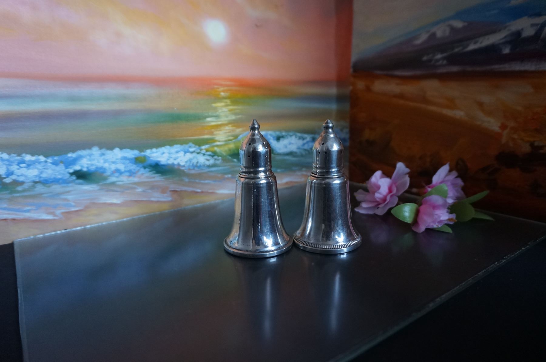 Vintage silver salt and paper shakers