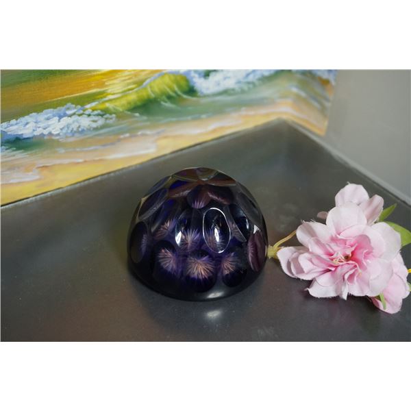 Webb Corbett Purple Star Optic Crystal Paperweight Amethyst Collectible Faceted Art