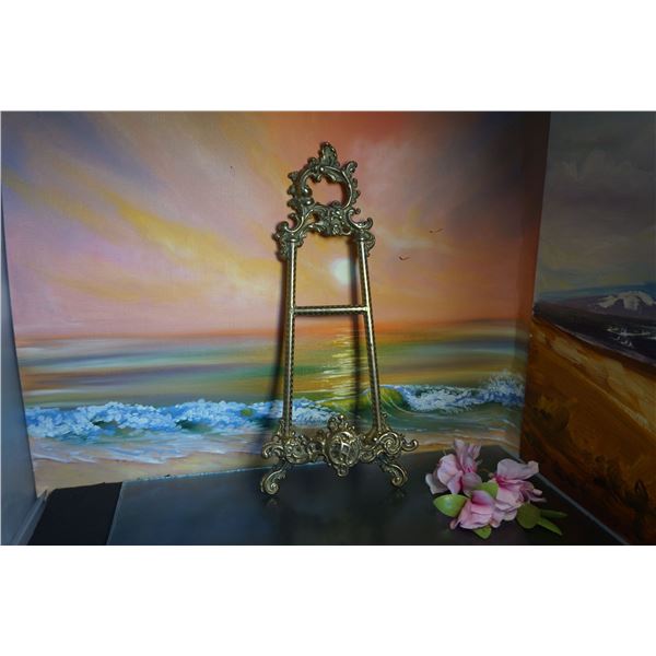Vintage solid brass picture easel
