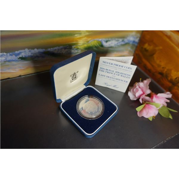 His royal highness the prince of Wales and lady Diana Spencer Silver coin