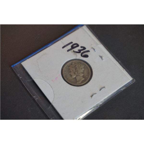 Silver coin dime 1936, US coin