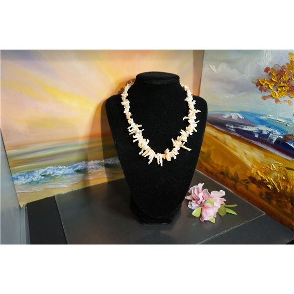 Vintage angel skin branch natural coral necklace