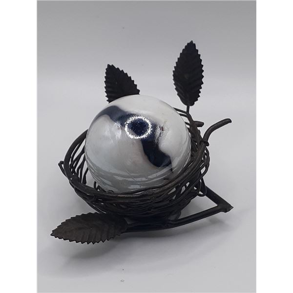 Vintage metal decorative nest and vintage marble