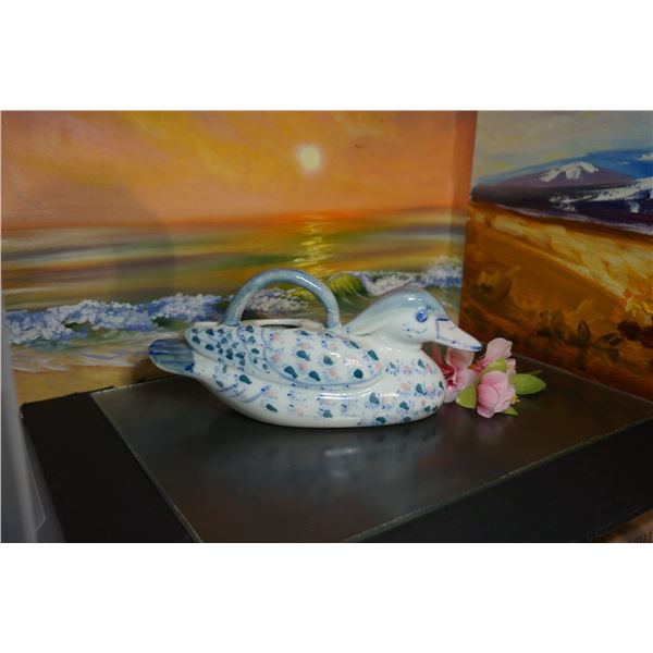 Vintage porcelain duck shaped water can