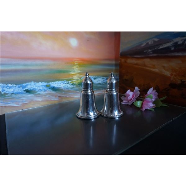Vintage silver salt and paper shakers