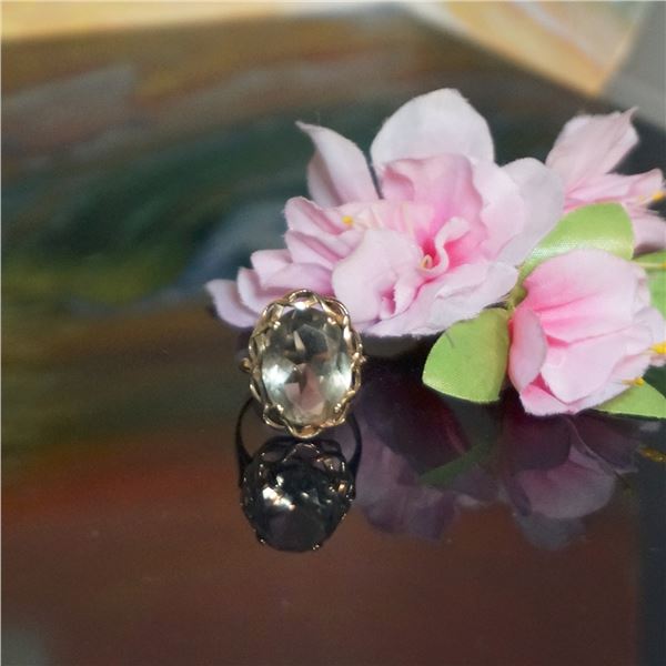 Stunning Mid Century 15ct Smoky Quarts 9kt Gold ring, Coctail Gold Ring & extra large Quartz