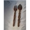 Image 2 : Pair of Asian handcurved wood spoon and fork