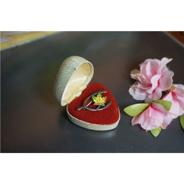 vintage silver Maple leaf brooch