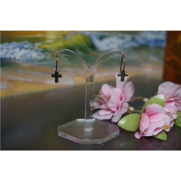 Vintage silver cross earrings