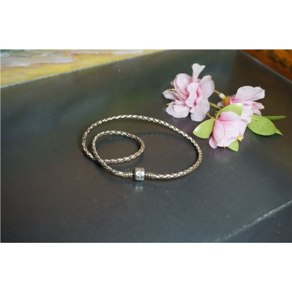 Vintage leather and Silver Pandora charm collector choker