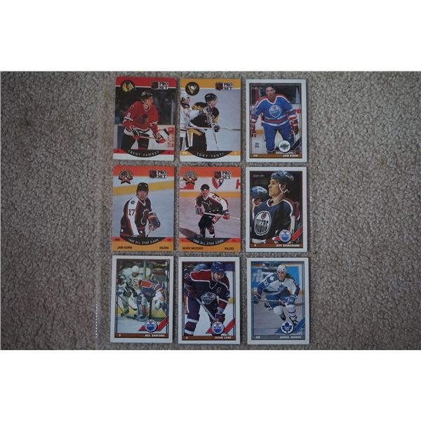 hockey cards set of 9 with trading card sleeves