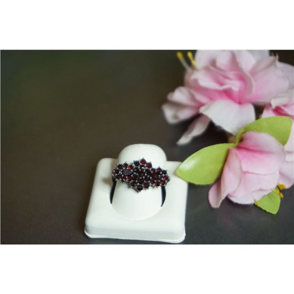 Victorian Bohemian garnet silver ring