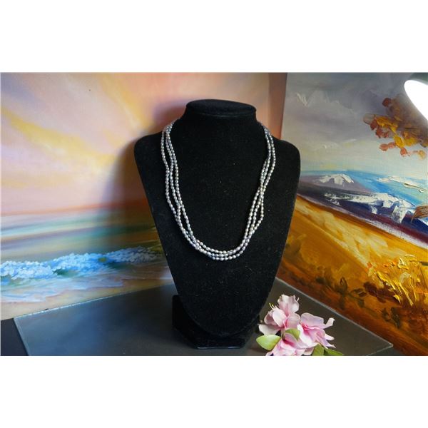 Vintage fresh water silver pearls 3 strings necklace