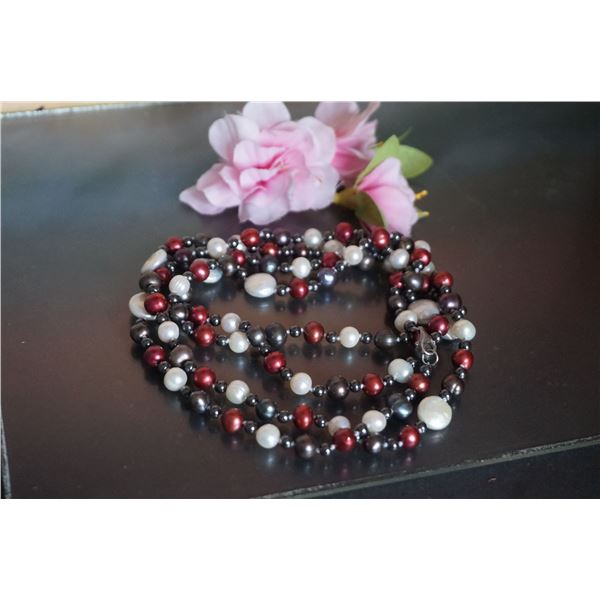 Vintage 1 string very long fresh water pearls necklace