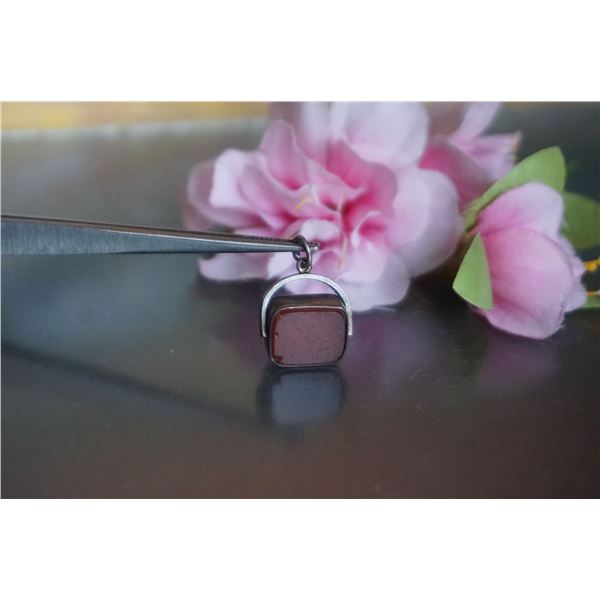 Antique English silver fob with carnelian stone