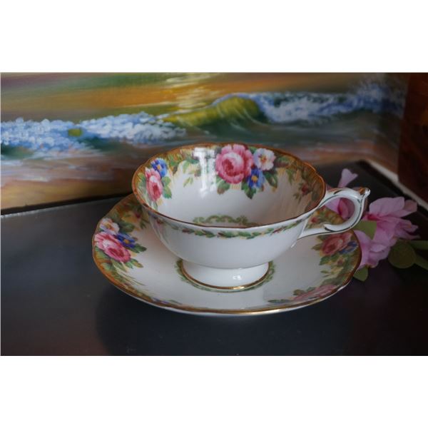 Vintage paragon tapestry rose teacup and saucer