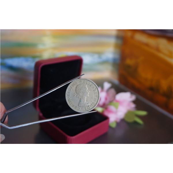 1956 Florin / Two Shilling Coin Great Britain From Queen Elizabeth 2nd