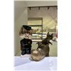 Image 2 : CERAMIC POLICE DOG BOBBLE HEAD, BRASS CAT IN A SHOE & REAL FUR FIRST NATIONS DOLL