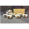 Image 2 : RED RARE BONE CHINA TEA SET INCLUDING; TEAPOT & 6 TEACUPS