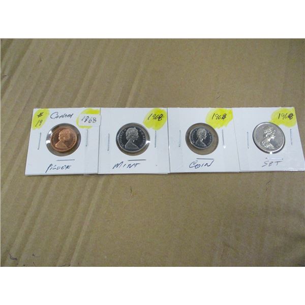 1968 PROOF CANADA PENNY, NICKEL, DIME & QUARTER MINT COIN SET