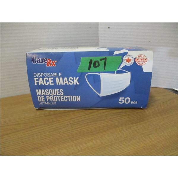 FREIGHT DAMAGE (AS IS):  BOX C/W 50 FACE MASKS