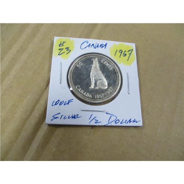 1967 PROOF CANADA WOLF SILVER HALF DOLLAR
