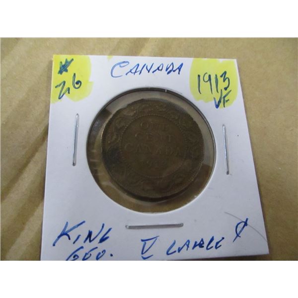 1913 CANADA VF KING GEORGE V LARGE PENNY