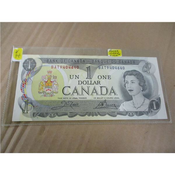 1973 BANK OF CANADA POKER HAND SERIAL NUMBER (4'S & 6'S) $1 BILL