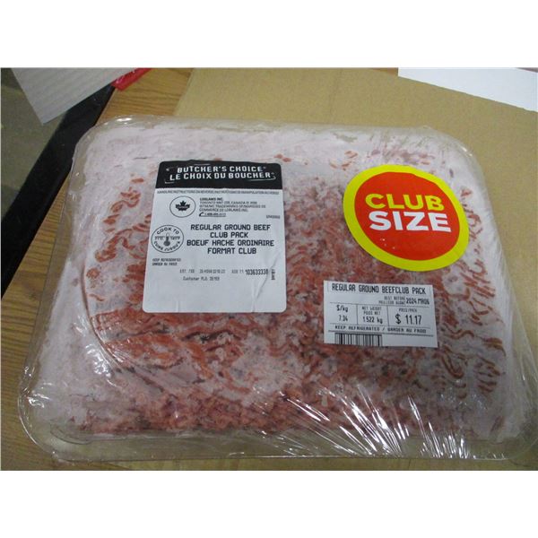 SHELF PULLS (AS IS):  CLUB PACK REGULAR GROUND BEEF (APPROX. $11.17)