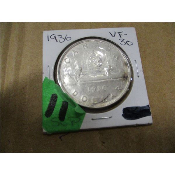 1936 VF30 CANADA SILVER DOLLAR