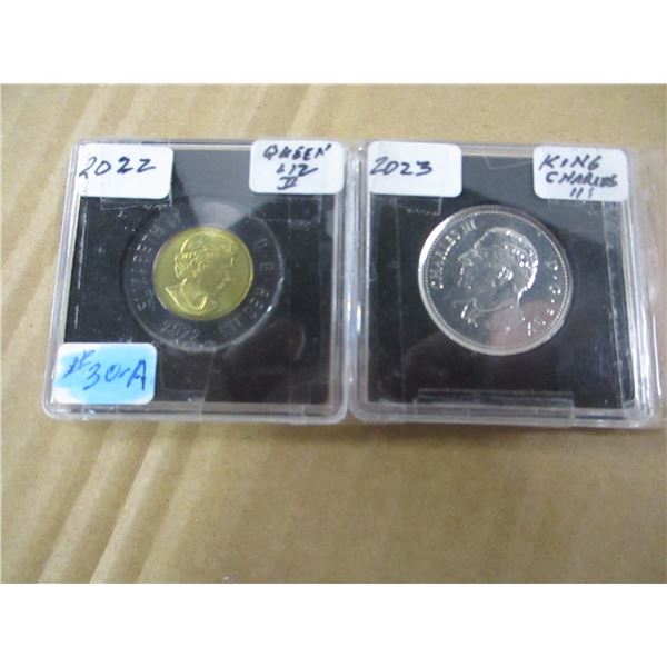 2022 MEMORY OF QUEEN ELIZABETH II TOONIE & 2023 KING CHARLES III CANADA PROOF HALF DOLLAR